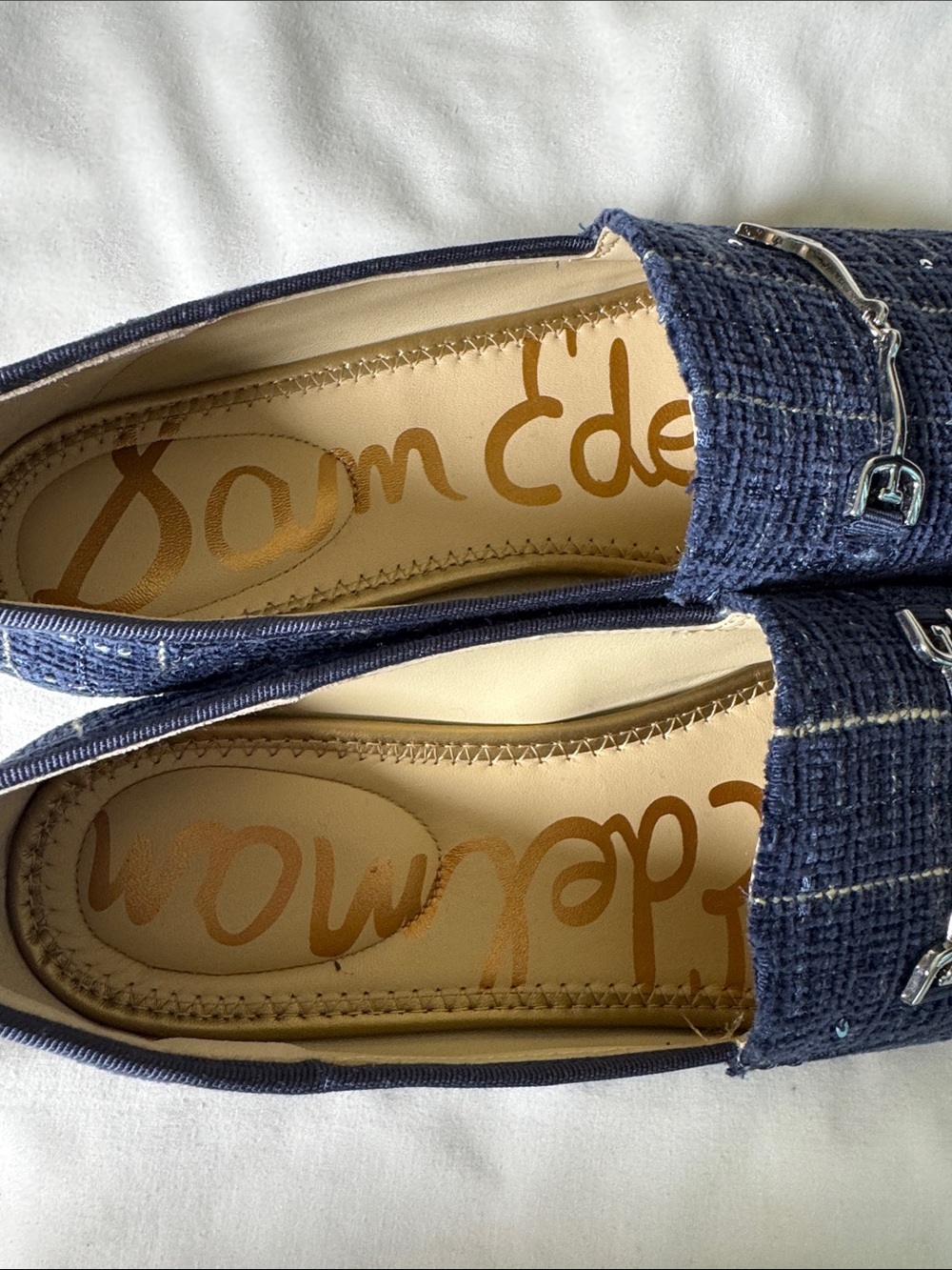 Sam Edelman Loraine Women’s Blue Tweed Bit Loafers Sz 9 1/2 - Picture 2 of 5
